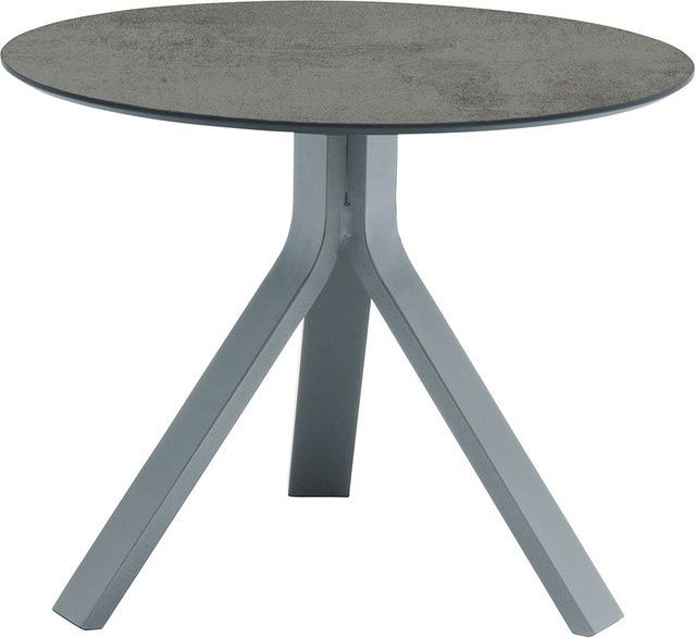 Stern Beistelltisch Freddie aus Aluminium in Graphit mit Zement-Optik, Durchmesser: 60 cm - Bild 1