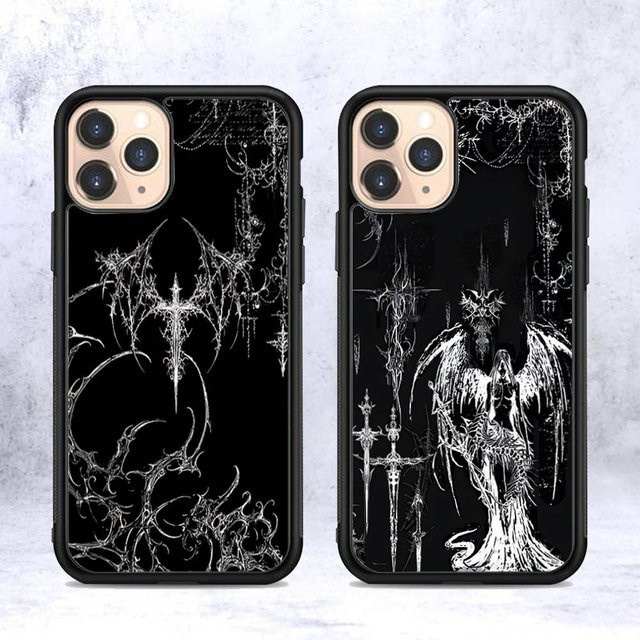 Gothic Cyber Sigil Kreuz Handyhülle für Apple iPhone 11 bis iPhone 17 Pro Max, Farbe: Schwarz, Material: PC und TPU - Bild 1