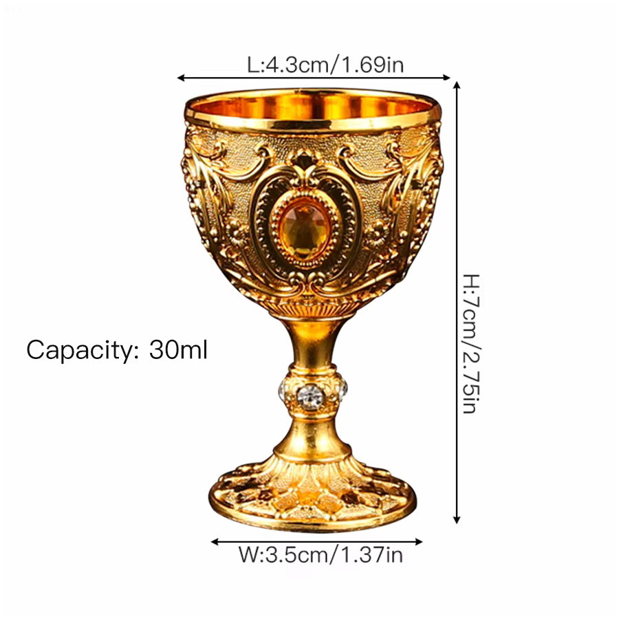 Retro Metallbecher mit Blumenprägung in Gold für Weißwein und Spirituosen - Bild 2