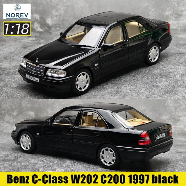 NOREV Benz C-Klasse W202 C200 1997, Druckgussmodell, 1:18, schwarz - Bild 1