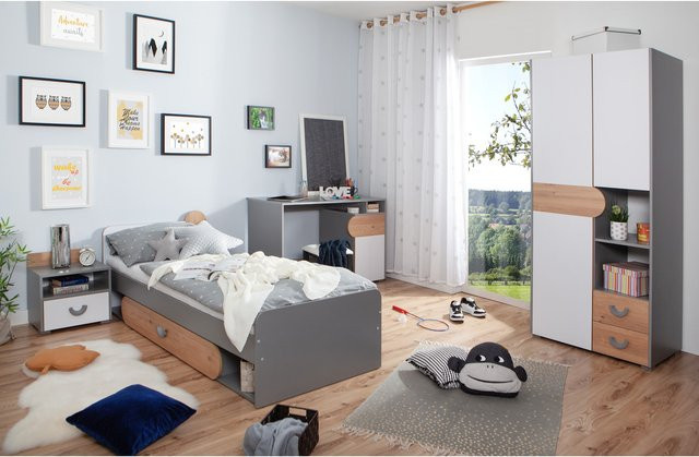 TiCAA Jugendzimmer Mira 4-tlg modernes Set für Teenager in Grau - Bild 1