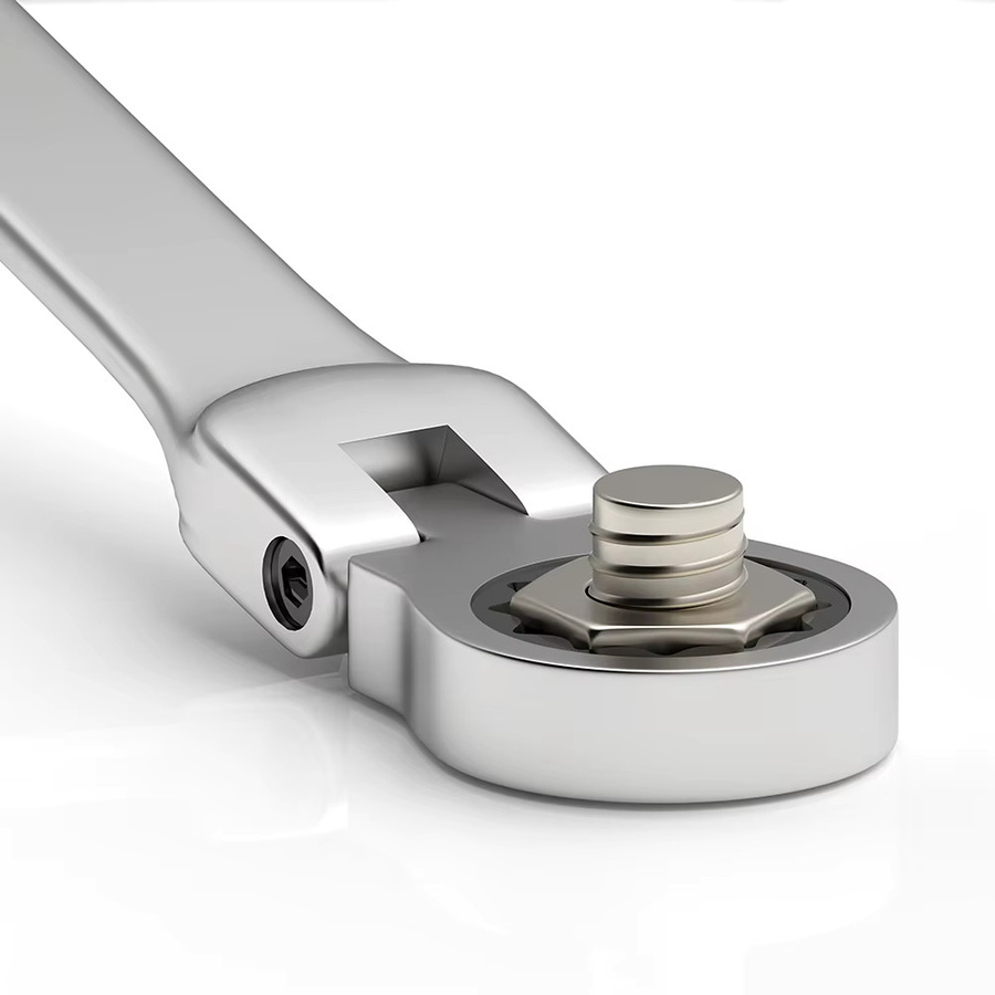 WOZOBUY Ratschen-Maulschlüssel-Set aus Chrom-Vanadium-Stahl in Silber, 6–27 mm metrische Kombination mit flexiblem Kopf und Aufbewahrungstasche - Bild 1