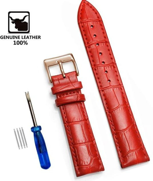 Ka Chen Muxi Uhrenarmband Leder, Stahl-Dornschließe, 12 mm, rot, Unisex - Bild 1