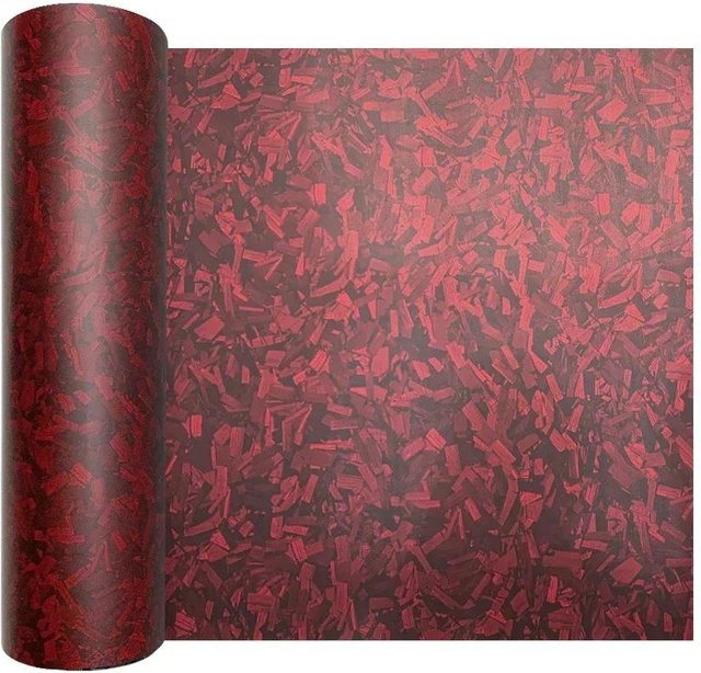 Wasserdichte Carbon Vinyl Folie zum Farbwandel für dein Auto und Computer in Schwarz und Rot, B: 20 cm, L: 150 cm - Bild 1