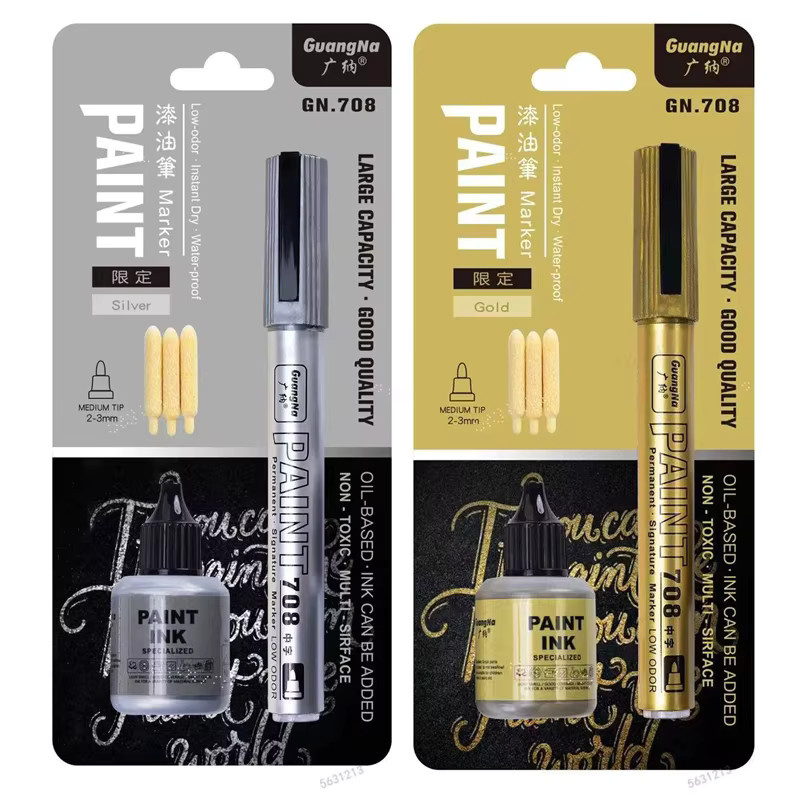 Permanent Metallic-Lackmarker Set mit Stiften in Gold, Silber, Weiß und Schwarz für DIY-Harz, Metall und Reifen - Bild 3