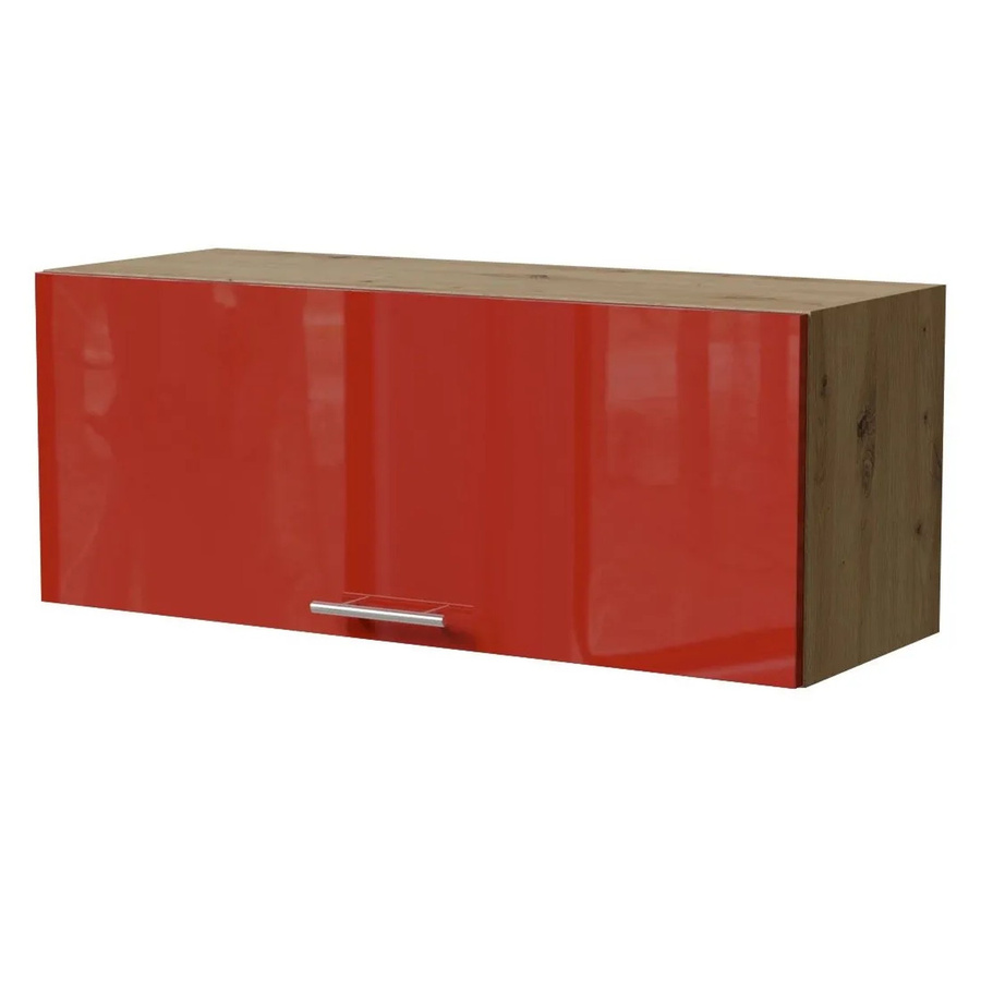 Feldmann-Wohnen Klapphängeschrank Brerra W4B/90 in Eiche Artisan und RAL 3002 Karminrot Hochglanz mit Gasdruckdämpfer, B/H/T: 90 x 32,5 x 36 cm - Bild 2