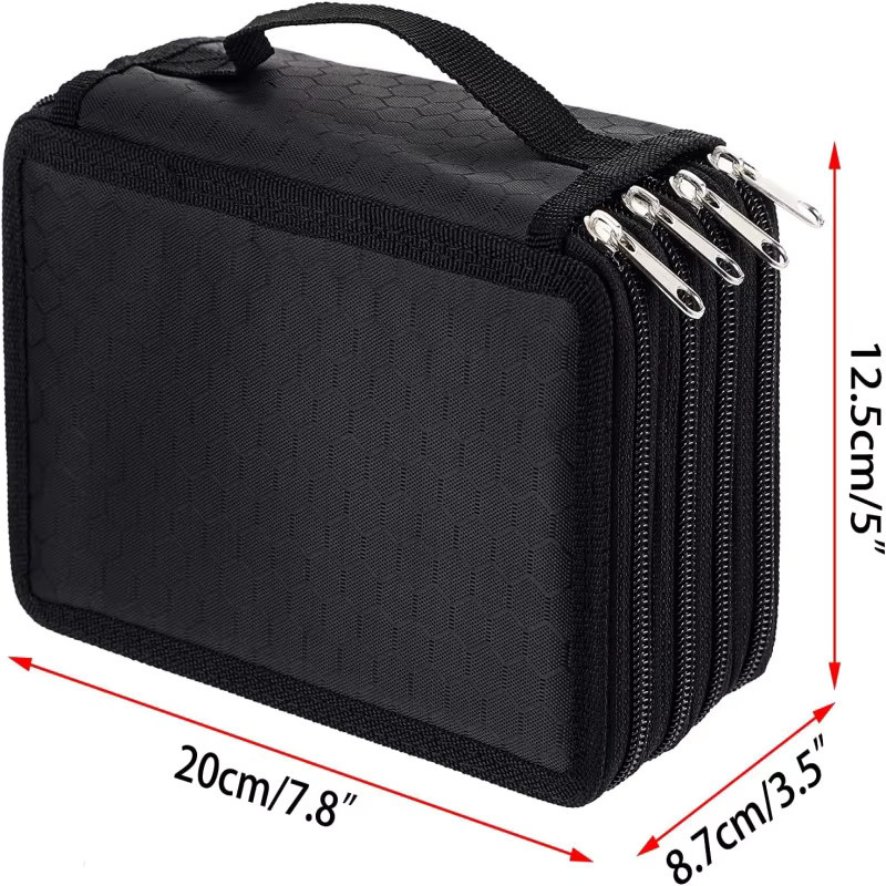 Tragbare Oxford Buntstifttasche in Schwarz mit 72 Fächern als Stiftorganizer und Aquarellstift-Hülle aus Polyester - Bild 4