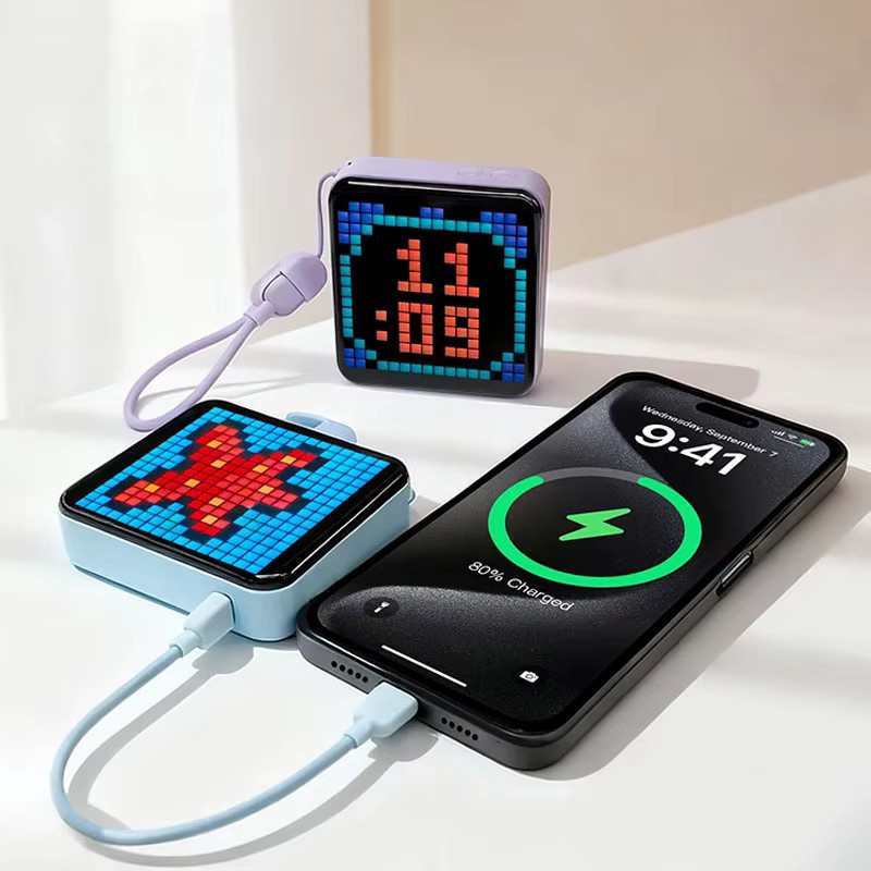 Tragbares LED-Pixel-Display TLEDMP in Schwarz mit Powerbank-Funktion, RGB-Multicolor und App-Steuerung via USB-C - Bild 2
