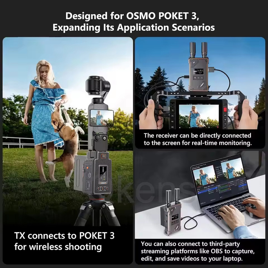 VRRIIS WL087Pro II Drahtloser HDMI-Extender Video-Sender in Schwarz für DJI Pocket 3, DJI Action 5, DJI Action 6 und Insta360 Ace - Bild 5