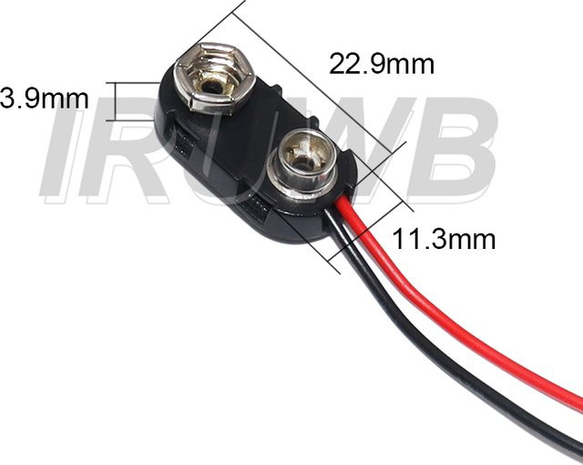 10 Stück IRUWB Clip-Kabelhalter I-Typ mit 15 cm Leitungslänge für 9-V-Batterie-Schnappverbinder - Bild 1
