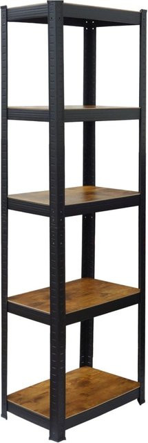 Relaxdays Schwerlastregal im Industrial-Chic aus Stahl, MDF und Kunststoff, Schwarz und Braun, H x B x T: 180 x 50 x 30 cm - Bild 1