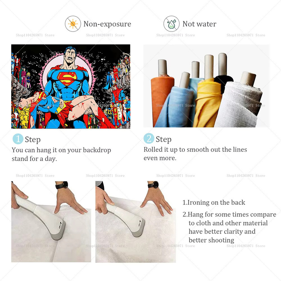 Beast Kingdom DC Superman Hintergrund mit Cartoon Superhelden-Motiv als mehrfarbige Party-Dekoration für Kindergeburtstage und Foto-Requisiten - Bild 3