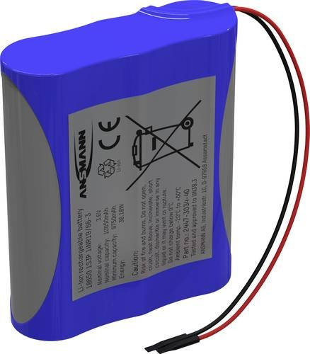 Ansmann Li-Ion Akkupack 1S3P mit 3x 18650 Zellen, 3.6V, 10050 mAh, Blau - Bild 1