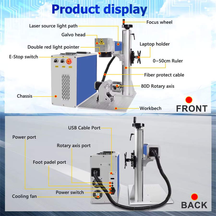 ACHI JPT Mopa Faserlasergravurmaschine 200W für Metall, Gold, Silber und Edelstahl zur Lasergravur, zum Schneiden und zur Farbmarkierung - Bild 2