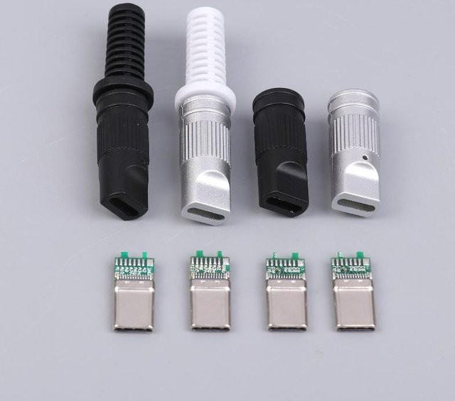 SD&HI USB-C 24Pin Typ-C Stecker mit 5 Lötstellen für Handy Reparatur und DIY Datenübertragung, Schwarz, 2/5 Stück - Bild 1