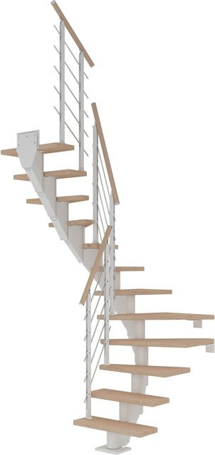 Dolle Mittelholmtreppe Frankfurt halb gewendelt in Eiche Weiß, Breite: 75 cm, Höhe: 279 cm - Bild 1