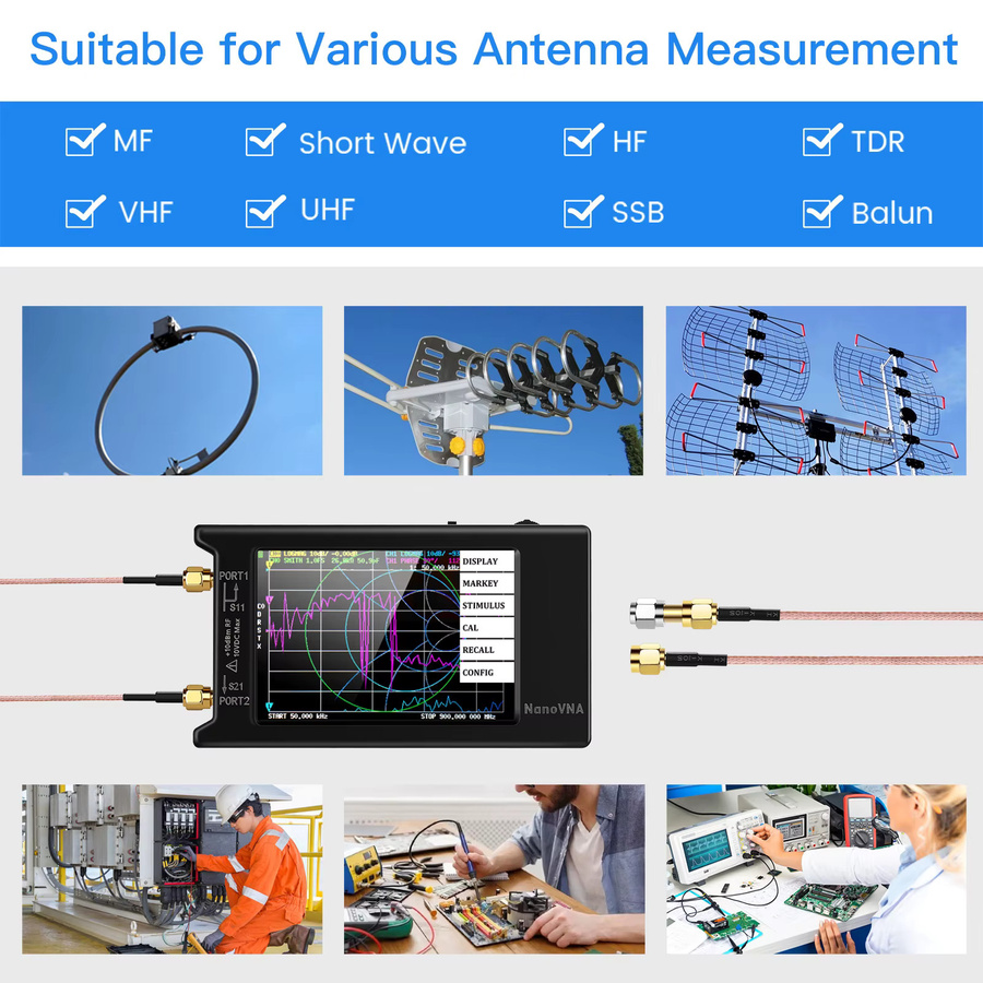 SeeSii NanoVNA-H4 Vektor Netzwerk Analysator für Antennen, 10 kHz - 1,5 GHz, Schwarz - Bild 6
