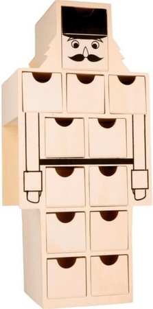 ARTEMIO Adventskalender Nussknacker aus Pappelsperrholz in Weiß für Kinder, H: 37,8 cm, B: 17,0 cm, T: 12,5 cm