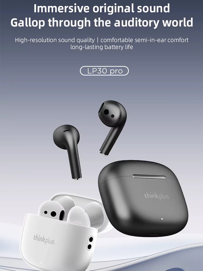 Lenovo LP30Pro True Wireless Bluetooth 5.4 Semi-In-Ear-Kopfhörer in Weiß - Bild 5