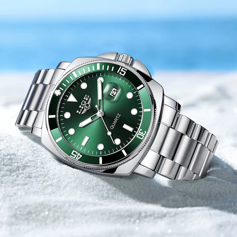 LIGE Armbanduhr, Quarzuhr, Herren, Grün, Wasserdicht - Bild 2