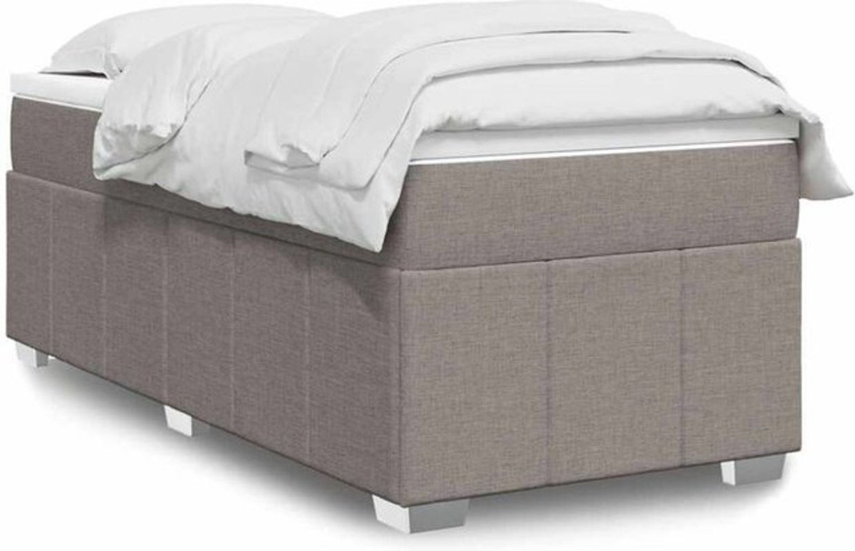 vidaxl Boxspringbett mit Matratze in Taupe meliert, Stoff, B/T: 100 x 200 cm - Bild 1