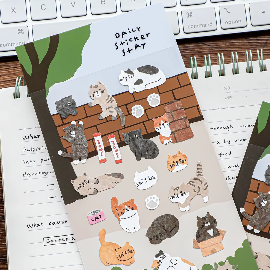BONITO Koreanischer Import Papieraufkleber Streunende Katze Scrapbook Dekoration Multicolour - Bild 4