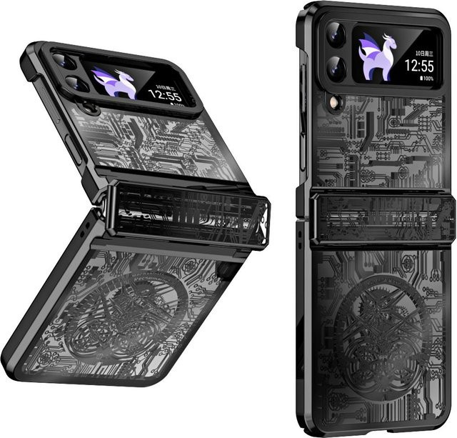 Stoßfeste Handytasche Hülle mit Beschichtung für Samsung Galaxy Z Flip 5, Z Flip 4 und Z Flip 3 in Schwarz - Bild 1