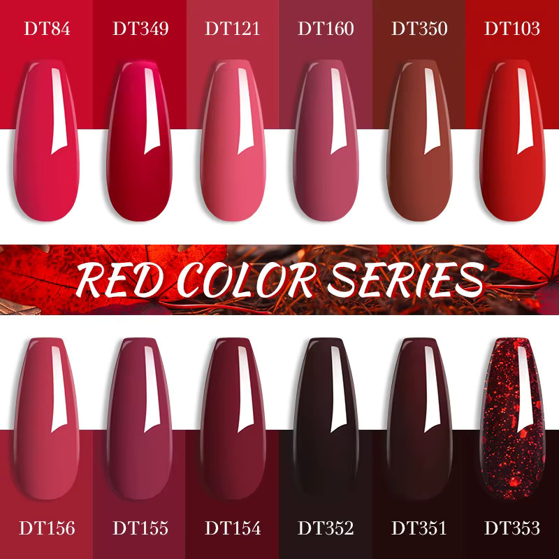 MEET ACROSS Red Series Gel-Nagellack Set, 12 Stück, Glänzend - Bild 2