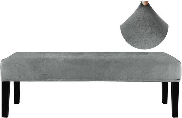 YZFZP Stretch-Essbankbezug aus Samt in Grau, elastischer Sitzschutz für Essbank oder Klavierhocker, 112-150 cm - Bild 1