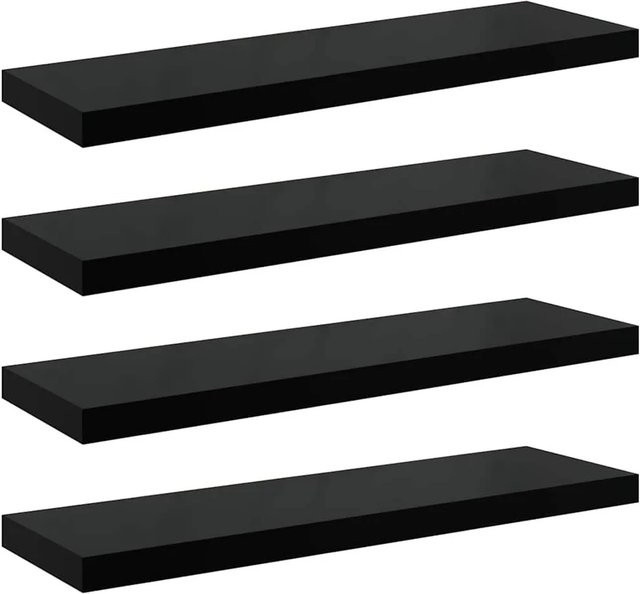 vidaXL Schweberegale 4er-Set in Hochglanz-Schwarz aus MDF, B/T/H: 80 x 23,5 x 3,8 cm - Bild 1