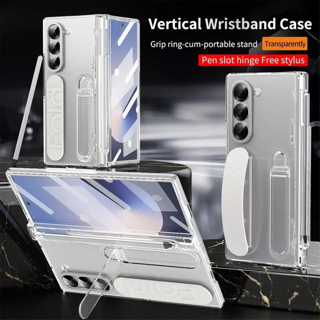 Moderne Samsung Phone Case Schutzhülle mit Armbandhalter und Stiftschlitz für S Pen sowie Displayschutzfolie in Blau oder Weiß für Samsung Z Fold 7 6 5 4 3 - Bild 1