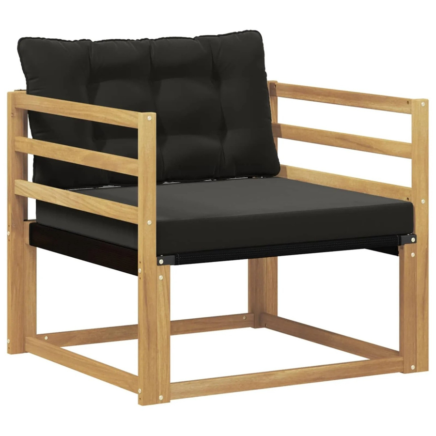 vidaXL Outdoor-Sofagarnitur aus massivem Akazienholz mit Textilene-Bezug in Weiß und Schwarz - Bild 2