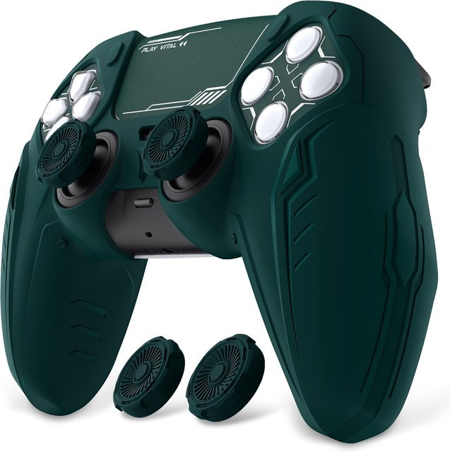 PlayVital Silikon-Grip-Hülle für PS5-Controller im CyberMech-Design, Farbe: Schwarz - Bild 1
