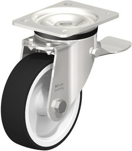 Blickle Lenkrolle LKX-POTH 150G-ST mit Feststeller in Grau und Weiß aus Edelstahl, Rad-Durchmesser: 150 mm, Tragfähigkeit: 500 kg - Bild 1