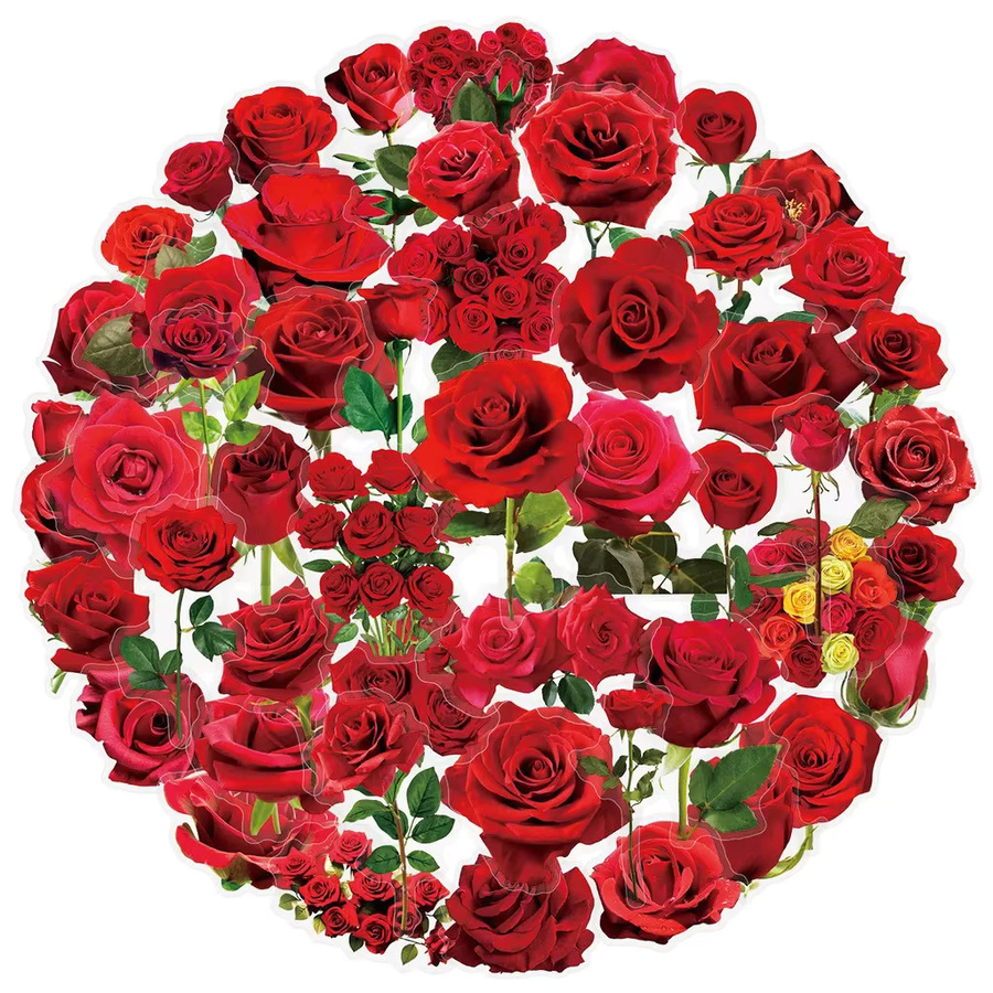 50 Stück transparente rote Rosen-Aufkleber aus wasserfestem PET von AnimeWorlds Store - Bild 2