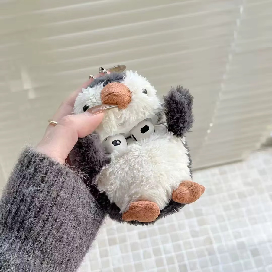 Staubdichte Plüsch Schutzhülle mit Pinguin-Cartoon-Design für Apple AirPods 1, 2, 3 und AirPods Pro 1 & 2, Mehrfarbig - Bild 3