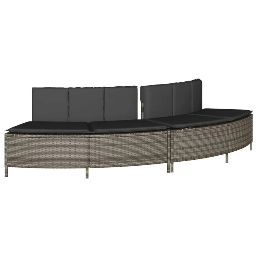 vidaXL Whirlpool-Bänke mit Auflagen, 2er-Set, Grau, PE-Rattan und pulverbeschichteter Stahl - Bild 2