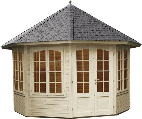 WOLFF FINNHAUS Gartenhaus Ibiza aus Holz in Beige, B/H/T: 396,8 x 328 x 335,6 cm - Bild 1