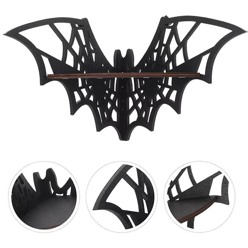 Gothic Fledermaus-Eckregale aus Holz in Schwarz, dekorative Wandregale für Halloween und Zuhause von TPXCKz - Bild 3