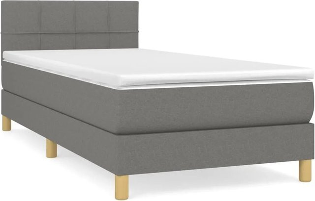 vidaXL Boxspringbett mit Matratze Hybrid-Design in Dunkelgrau, B/T/H: 100 x 200 x 203 cm - Bild 1