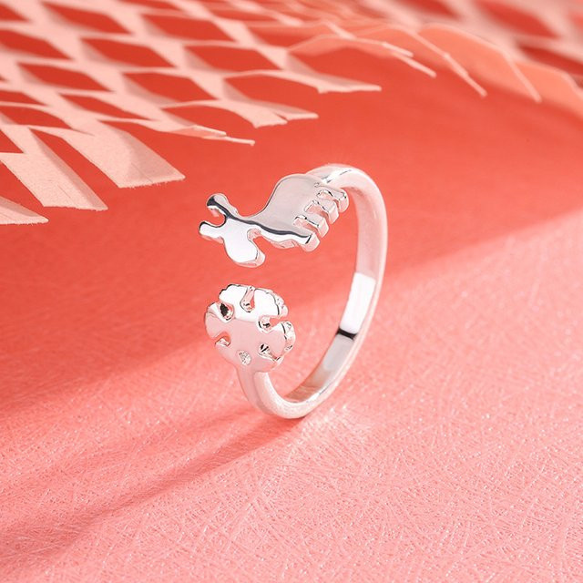 Ring 925 Silber, Hirsch Zeichnung, Damen - Bild 1