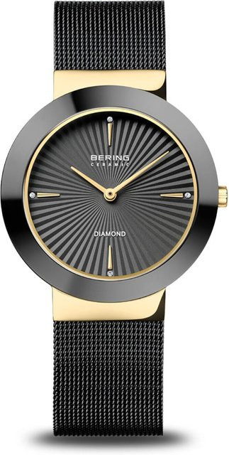 Bering Damenuhr, Quarz, Keramik, Edelstahl, Diamant, 35 mm, Schwarz - Bild 1