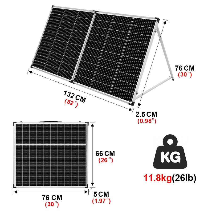 DOKIO Solarpanel Set 18V 100-200W in Schwarz mit optionalem starrem oder faltbarem Panel und 12V Laderegler - Bild 4