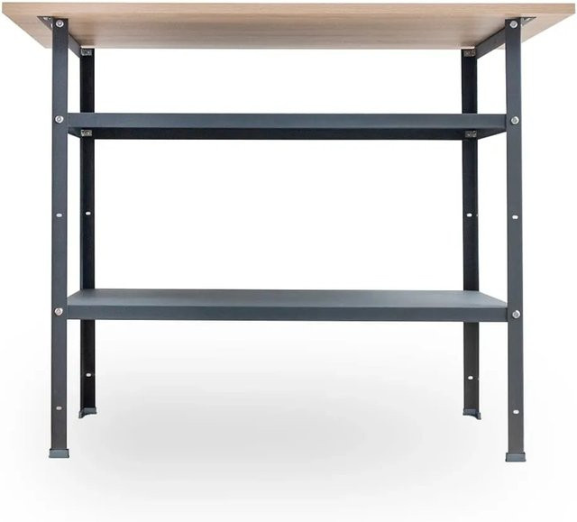 AR Shelving Werkbank aus Stahl mit Ablagefach in Anthrazit, B/T/H: 120 x 60 x 85 cm - Bild 1