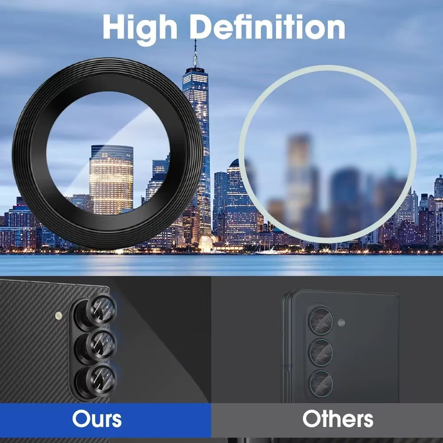 Samsung Galaxy Z Flip/Fold 7 Kamera Schutz Film aus gehärtetem 9H HD Glas mit Metall Ring in Schwarz - Bild 6