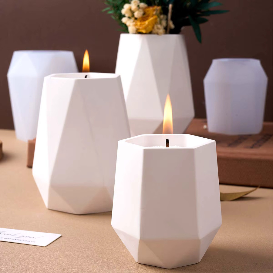 UDOCOOL Sechseckige Silikonform für DIY Kerzen, Vasen und Betonobjekte in Weiß - Bild 2