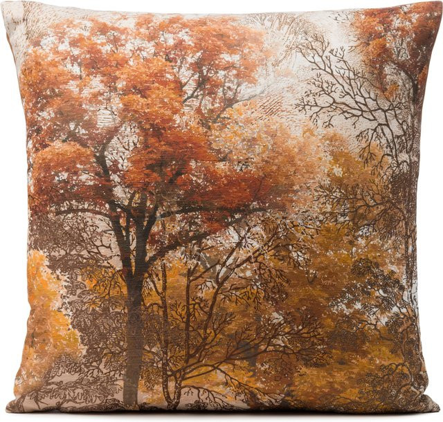 Kissenhülle FORREST von gozze in Braun und Orange, quadratisch, Polyester, Design Herbst Natur - Bild 1