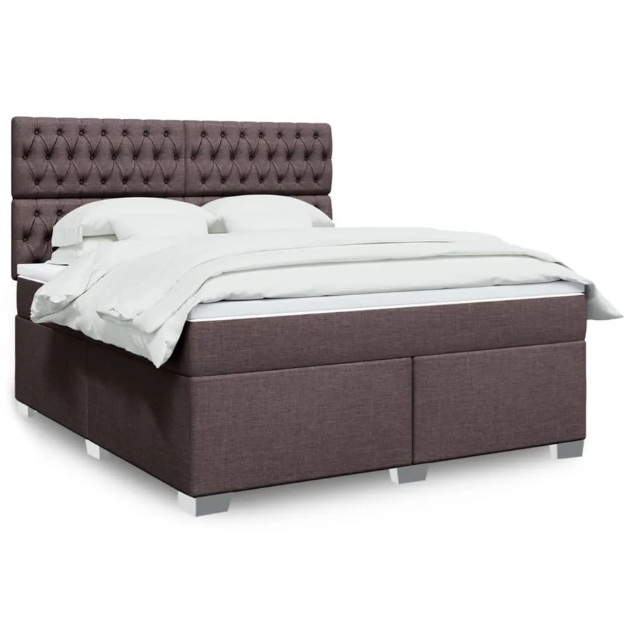 vidaXL Boxspringbett mit Matratze in Dunkelbraun und Weiß, Hybrid-Design mit Taschenfederkern, USB-Ladeport und Unterbettbeleuchtung, B/T/H: 180 x 200 x 150,5 cm - Bild 2