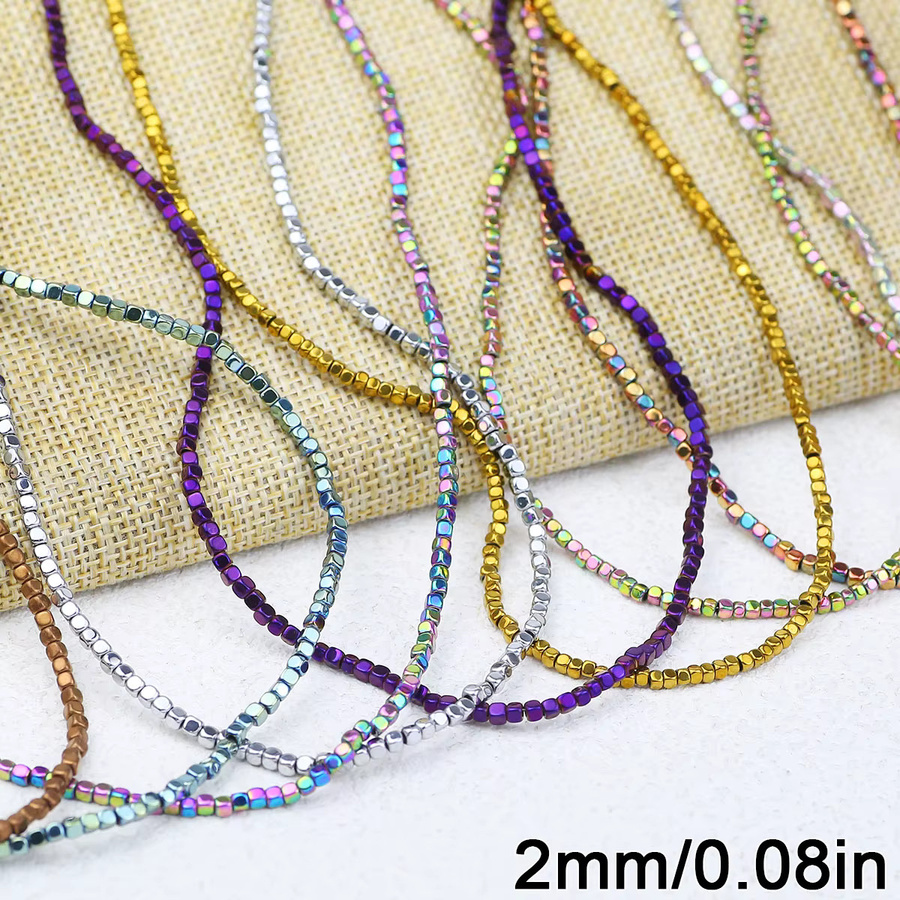 JHNBY Spacer Perlen, Hämatit Naturstein, Blau Grün Goldene, 2mm - Bild 3