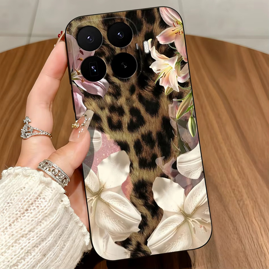 Schutzhülle für Xiaomi 17T Pro 5G mit Leoparden- und Blumenmuster aus mattem Silikon in Multicolour - Bild 2
